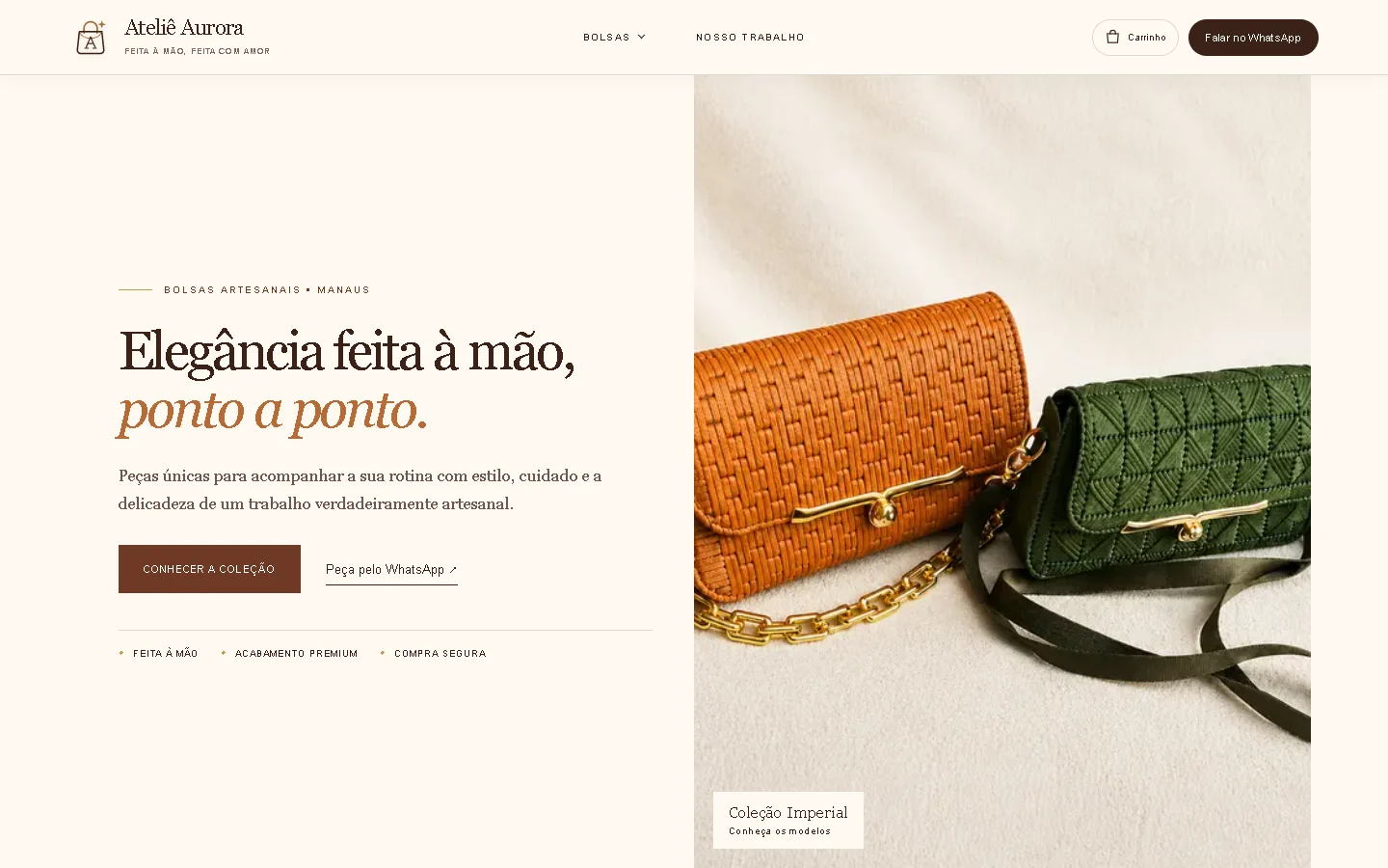Conhecer a coleção do projeto Ateliê Aurora — Loja de Bolsas Artesanais
